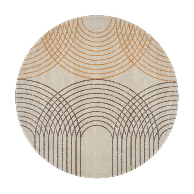Neutral Textured Lines Decorative Glass Cutting Board (Front)