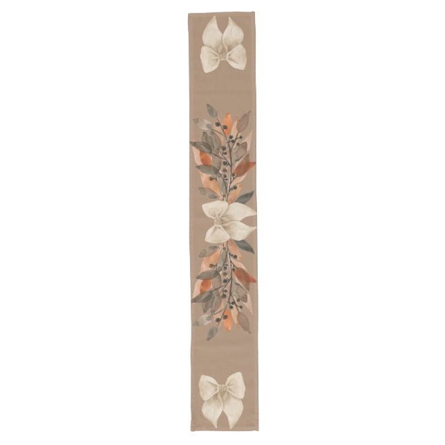 Neutral “Thanksgiving Taupe Leaves” Table Runner (Front)