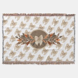 Neutral “Thanksgiving Taupe Leaves” Throw Blanket