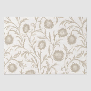 Neutral Thistle Floral Flower Pattern Tissue Paper