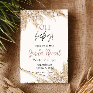 Neutral Tone Boho Gender Reveal Invitation