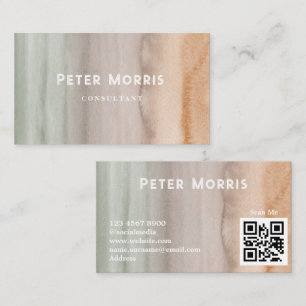 Neutral Tone Minimalist QR Code Professional Business Card