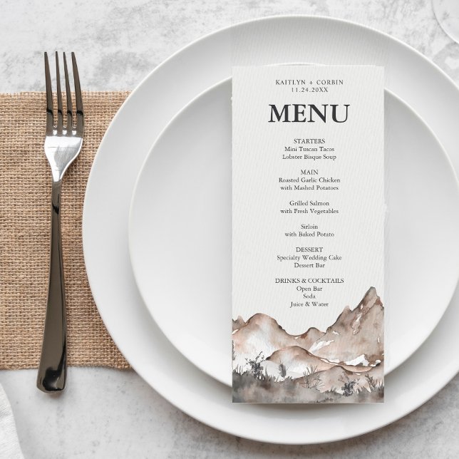 Neutral Tone Mountain Menu Card (Creator Uploaded)