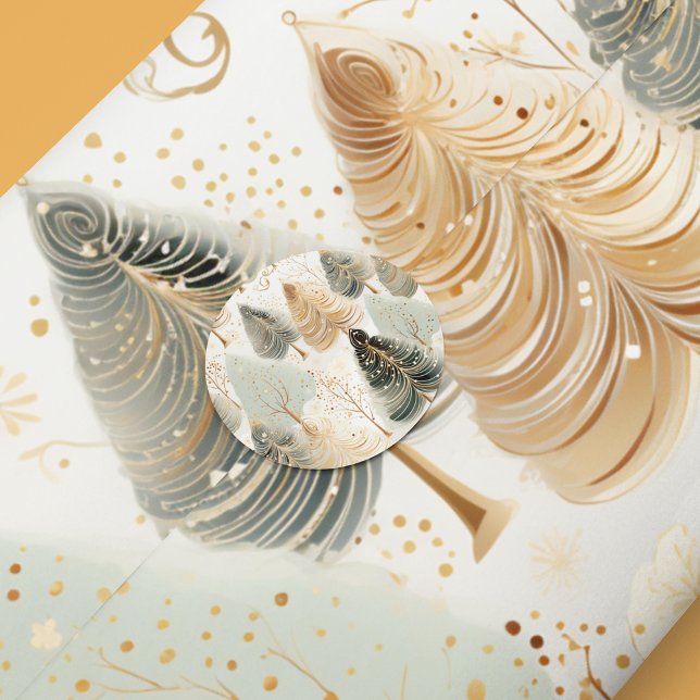 Neutral Tones Captivating Christmas Magic  Tissue Paper (Tissue paper in neutral tones with autumn trees for the holidays. Grab matching stickers too! )