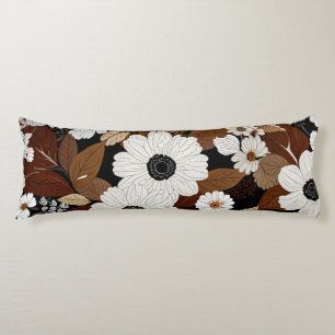  Neutral Tones Elegant Floral on Black Body Cushion