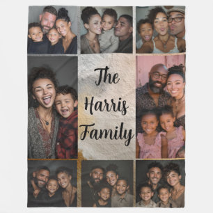 Neutral Tones Family Photo Collage Fleece Blanket