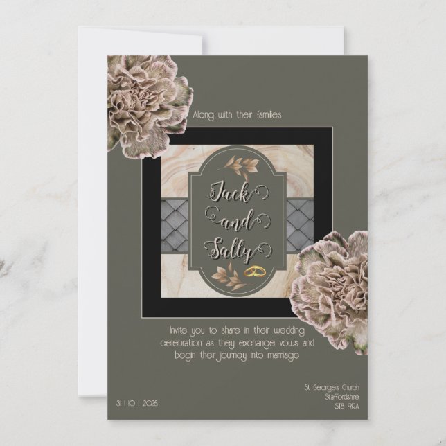 Neutral Tones Floral  Invitation (Front)