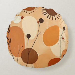 Neutral Tones Organic rustic Abstract Round Pillow