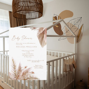 Neutral Tones Pampas Baby Shower Invitation