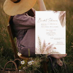 Neutral Tones Pampas Bridal Shower Invitation