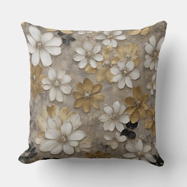 Neutral Tones Rustic Floral Cushion (Front)