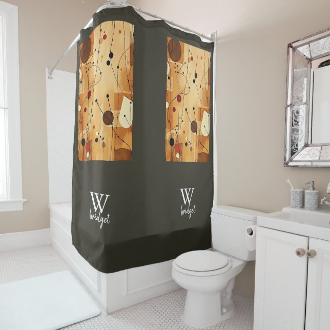 Neutral Tones with Abstract Shapes Shower Curtain (In Situ)