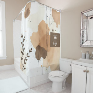 Neutral Tones with Abstract Shapes Shower Curtain