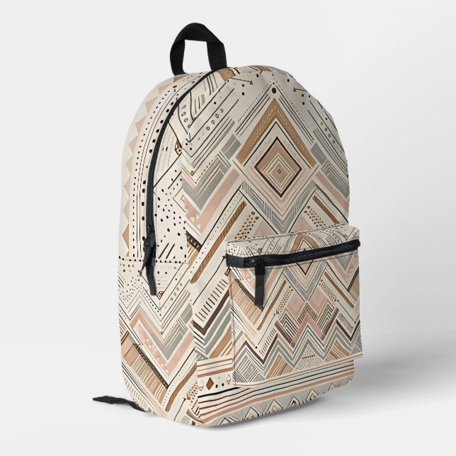 Neutral Tribal Geometric Backpack (Back Corner Left)