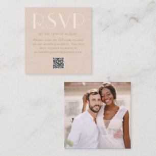 Neutral Type Wedding Photo Rsvp with QR Code Enclosure Card