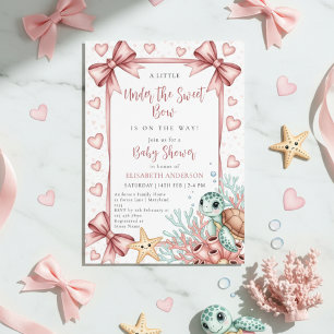 Neutral under the sea bow sweetheart baby shower invitation