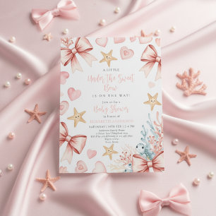 Neutral under the sea bow sweetheart baby shower invitation