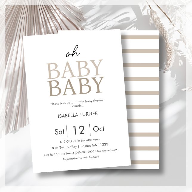 Neutral Unisex Twins Baby Shower Invitation (Creator Uploaded)