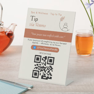 Neutral Venmo Tips QR Code Sign Venmo Tips