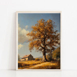 Neutral Vintage Countryside Print, Muted Autumn Poster