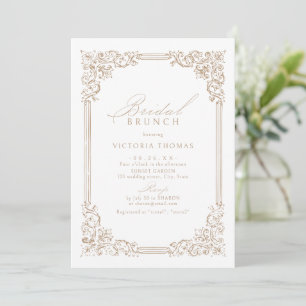 Neutral Vintage Frame Elegant Bridal Brunch Invitation