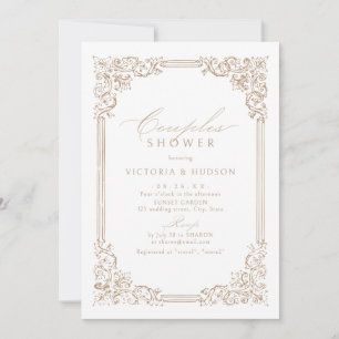 Neutral Vintage Frame Elegant Couples Shower Invitation