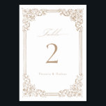 Neutral Vintage Frame Elegant Script Wedding Table Number<br><div class="desc">Elegant vintage ornamental frame border design with stylish script in earth tone gold beige colour,  simple and classic,  great wedding table cards for modern classic wedding,  romantic vintage wedding,  and formal traditional wedding. 
See all the matching pieces in collection.</div>