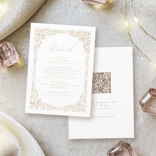 Neutral Vintage Frame Elegant Wedding Details Enclosure Card