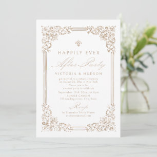 Neutral Vintage Frame Happily Ever After Party Invitation
