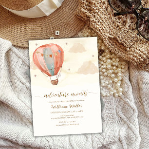 Neutral Vintage Hot Air Balloon Baby Shower  Invitation