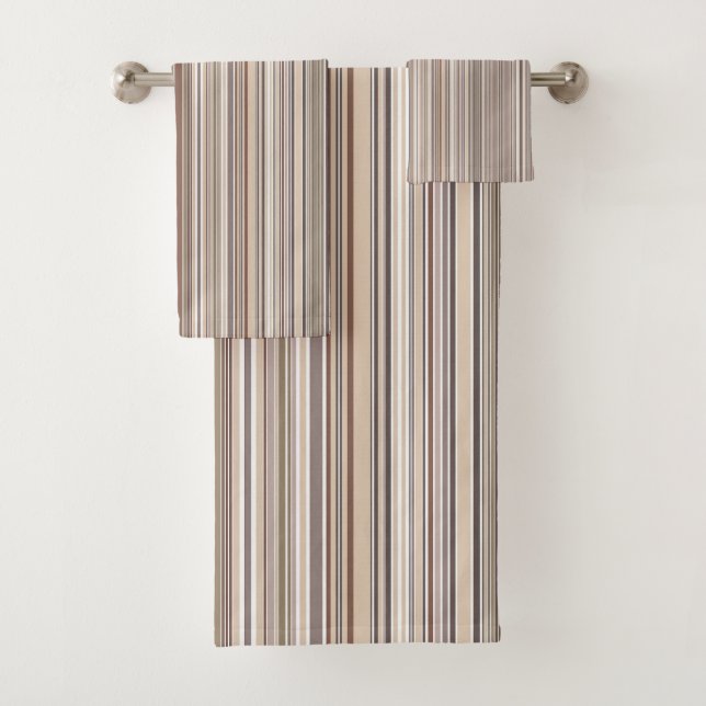 Neutral Warm Stripes Bath Towel Set (Insitu)