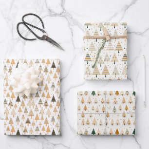 Neutral Washi Tape Christmas Tree Clip Art Wrapping Paper Sheet