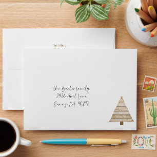 Neutral Washi Tape Christmas Tree Return Address Envelope