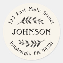 Neutral Watercolor Branch Return Address Stickers
