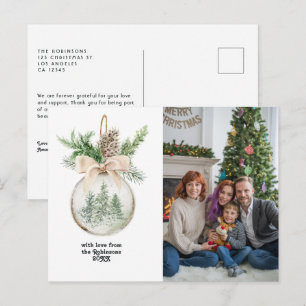 Neutral Watercolor Christmas Bauble Holiday Postcard