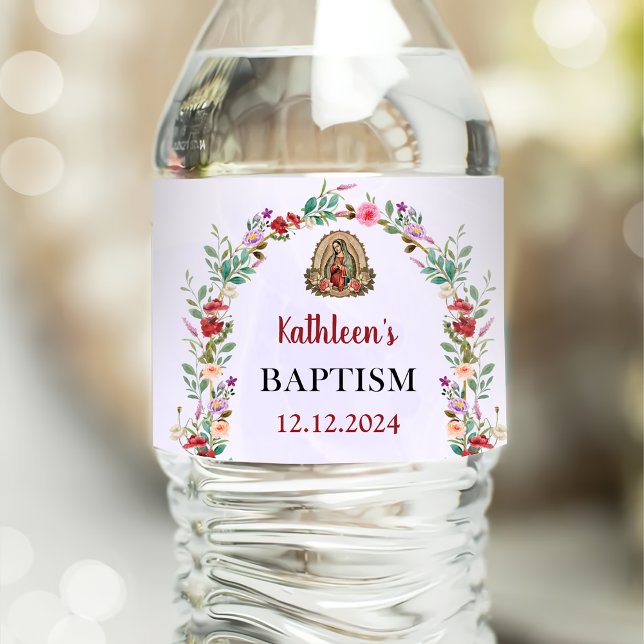 Neutral Watercolor Floral Baptism Water Bottle Label (Creator Uploaded)