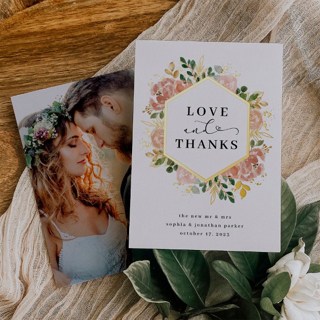 Neutral Watercolor Floral | Love and Thanks Gold (Creator Uploaded)