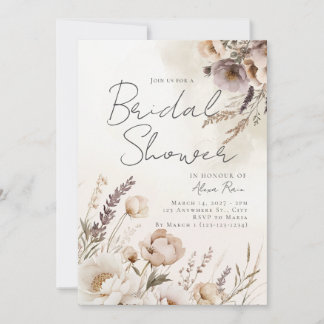 Neutral Watercolor Floral Shower Invitation 