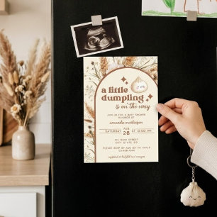 Neutral Watercolor Little Dumpling Bao Baby Shower Magnetic Invitation