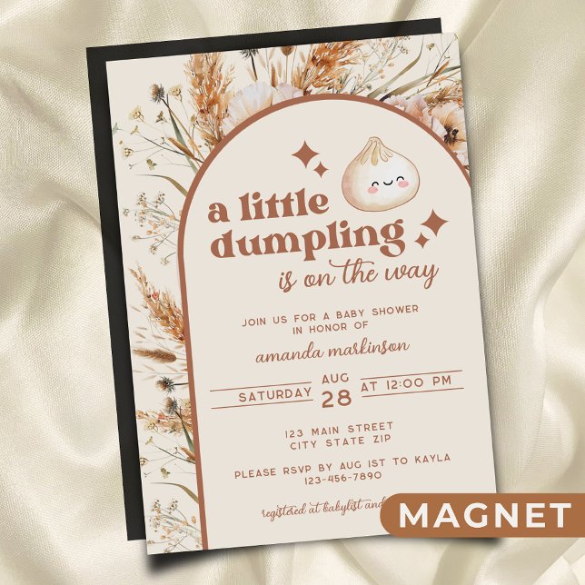 Neutral Watercolor Little Dumpling Bao Baby Shower Magnetic Invitation (Creator Uploaded)