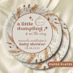 Neutral Watercolor Little Dumpling Bao Baby Shower Paper Plate