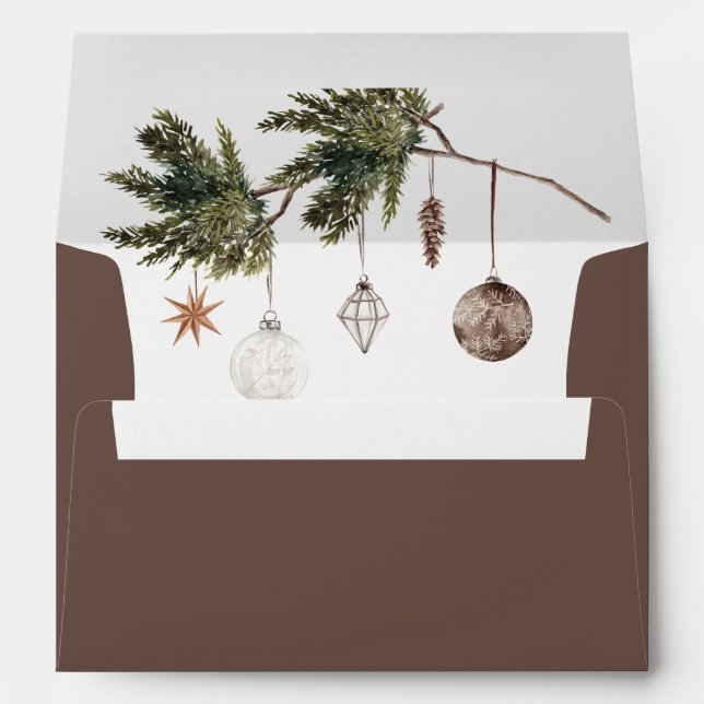 Neutral Watercolor Ornaments Christmas  Envelope (Back (Bottom))