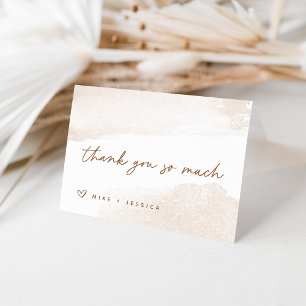 Neutral Watercolor Swash Personalised Thank You Ca Card