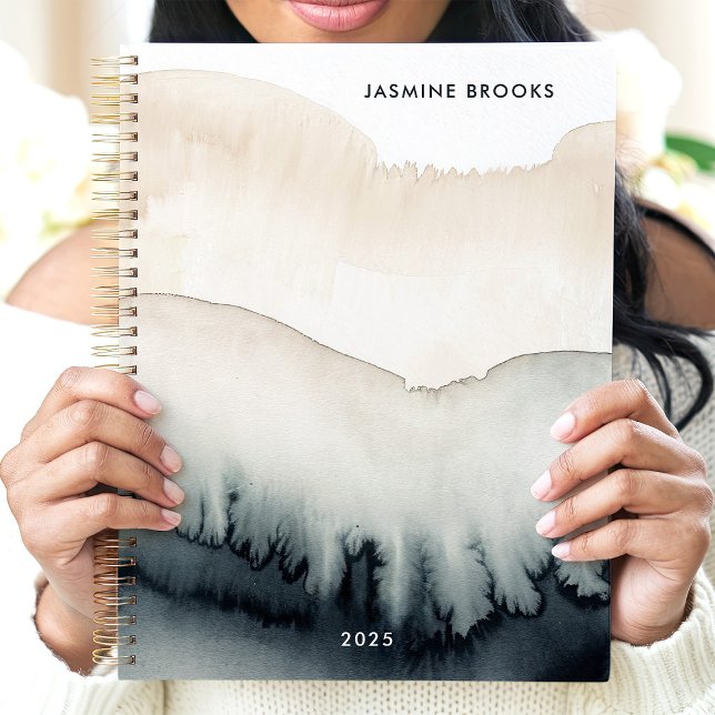 Neutral Watercolor Wash 2025 Custom Name Planner (Creator Uploaded)
