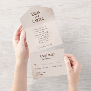 Neutral Wedding Abstract Design All In One Invitation