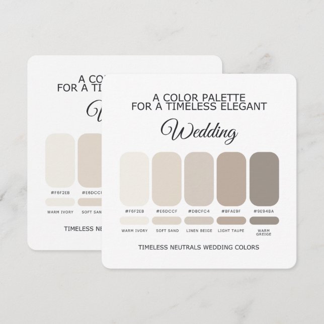Neutral Wedding Colour Palette Card (Front/Back)