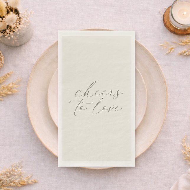 Neutral Wedding Guest Towels “Cheers to Love” Napkin (Creator Uploaded)