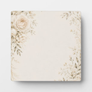Neutral Wedding Invitation with Refined Florals Plaque