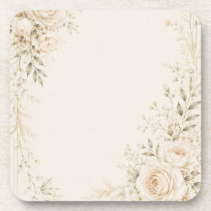 Neutral Wedding with Refined Florals Coaster