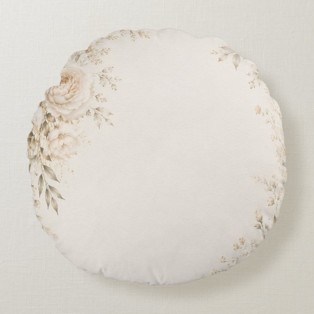 Neutral Wedding with Refined Florals Round Cushion (Front)